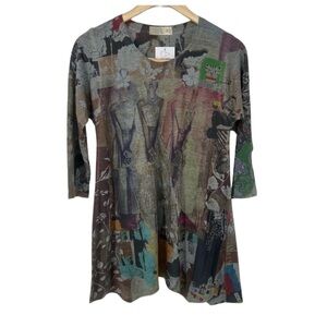 NWT Atelier 5 Asymmetrical Art Blouse‎ Community of Artists Dark Azra Top